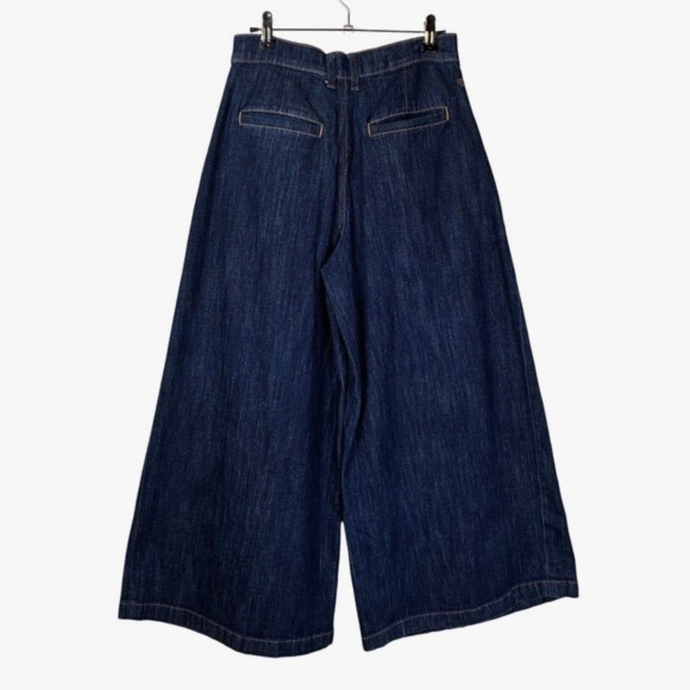 Anthropologie Pilcro Womens Seamed Flounce High Rise Wide Leg Jeans Size 28 Blue - Picture 3 of 15